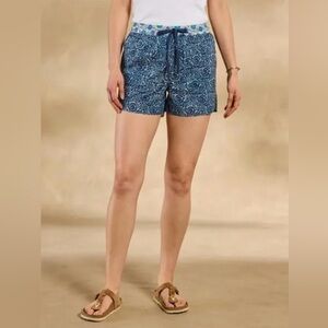 Sundance Women’s Kai 100% Cotton Pull On Shorts Blue Print Size Large NWT